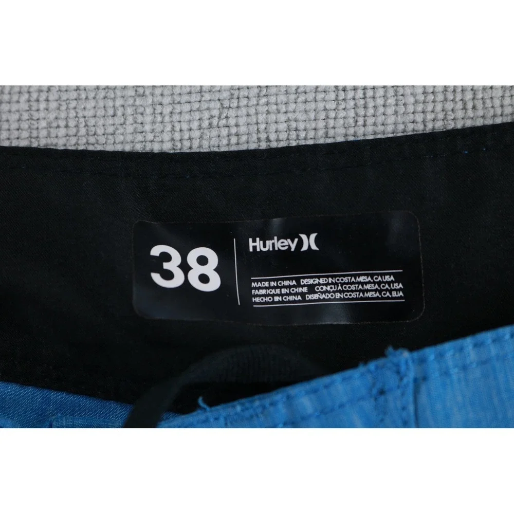 Hurley Board Shorts Mens 38 Blue MBS0008690 Heathered Logo Lace Up Surf Trunks